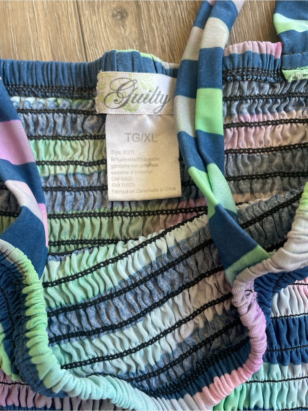 Guilty Smocked Summer Beach Maxi Dress with Pastel Stripes - Picture 6 of 6
